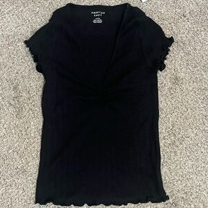 American Eagle Outfitters Black V-Neck Women's Top